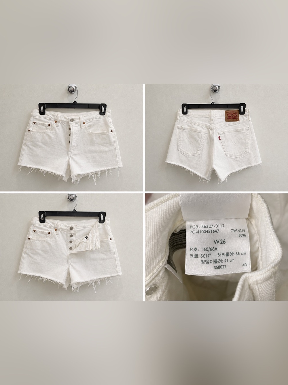 Levi's 501 White Frayed Hem Denim Cutoff Shorts - Picture 3 of 3